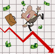 African American Businessman Goes Down With The Statistics Arrow