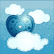 Clouds and heart, blue background Clouds and heart, blue background