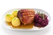 Schäufele mit Blaukraut und Kartoffelkloß