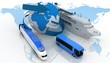 marine liner, bus and train on a background map marine liner, bus and train on a background map