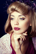 Beautiful fashion model, classic retro style look, studio portra