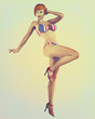 Vintage Retro Styled Pinup Illustration