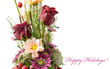 Photo: Card with a floristic composition from roses and chrysanthemums Card with a floristic composition from roses and chrysanthemums