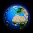 high detailed globe map, europe, africa