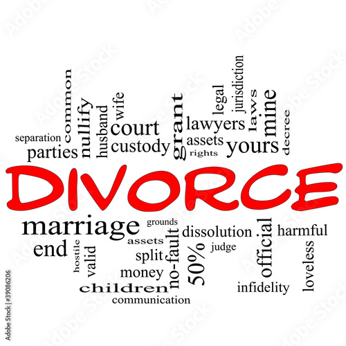 Illustration: Divorce Word Cloud Concept Scribble in Red Divorce Word Cloud Concept Scribble in Red
