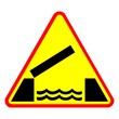 Illustration: opening or swing bridge ahead in yellow background sign opening or swing bridge ahead in yellow background sign