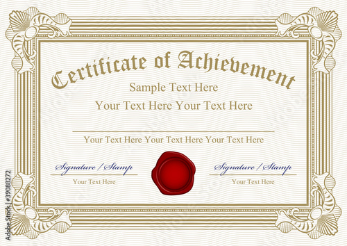 Vector: Vector certificate of achievement with wax seal Vector certificate of achievement with wax seal