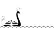 Vector: black swan swims black swan swims