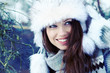 Beauty woman in the winter scenery