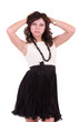 Beautiful young woman in dress isolated