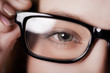 Eye shot through glasses