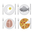 Set of colorful food signs for different types of restaraunts