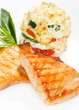 grilled salmon on white plate grilled salmon on white plate