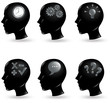 human heads with different things in their minds