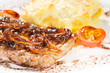 Gourmet grilled steak on a plate Gourmet grilled steak on a plate