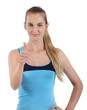 Attractive woman on white background with thumb up Attractive woman on white background with thumb up