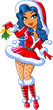 pretty girl holding christmas mistletoe