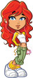 pretty redhead with earbuds