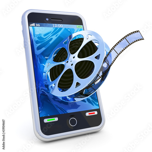 Illustration: Smartphone mobile video isolated on white Smartphone mobile video isolated on white
