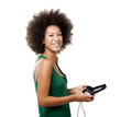 Happy woman with headphones Happy woman with headphones