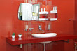 Red bathroom wall