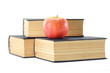 Stack of books and apple isolated on white Stack of books and apple isolated on white