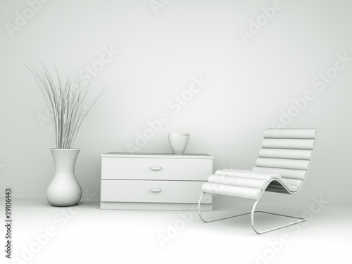 Illustration: Modell - Sessel vor Kommode Modell - Sessel vor Kommode