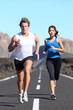 Running young couple