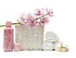 bath accessories in the basket.
