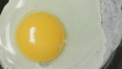 Fried egg in pan.