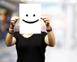 woman with smile emoticon