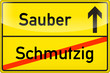 Schild: sauber & schmutzig