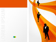 Color template for advertising brochure with people
