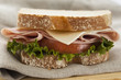 closeup fresh ham and cheese sandwich