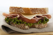 closeup fresh ham and cheese sandwich