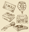 Set of music hand-drawn icons