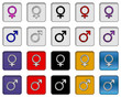 Male and Female symbols icons SET