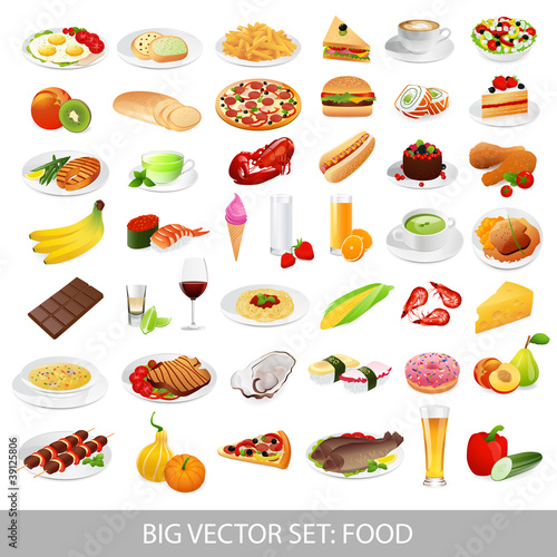 Vector: Big vector set: food (various delicious dishes) Big vector set: food (various delicious dishes)