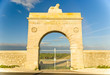 Marble gate - arc to vineyard in region Medoc, France