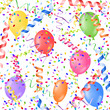 Vektor: colorful paper streamers with confetti and balloons colorful paper streamers with confetti and balloons