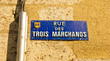 Street name plaque in old town of Bordeaux, France