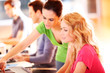 Colleagues in office working with tablet