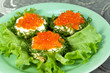 Photo: Snack with red salmon caviar Snack with red salmon caviar