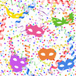 Vektor: colorful paper streamers with confetti and masks colorful paper streamers with confetti and masks