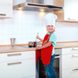 girl cooking in modern kitchen