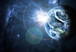 beautiful  sunriece at the red planet in space