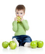 Adorable child with green apples
