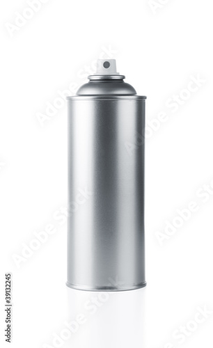 Photo: Blank aluminum spray paint can over white background Blank aluminum spray paint can over white background