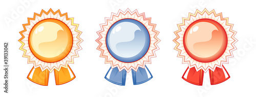 Vector: Set of labels of the awards, three colors Set of labels of the awards, three colors