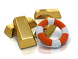 gold bars with lifebelt